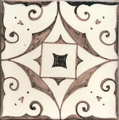 riedizione di maiolica su cotto stampato a mano 20x20