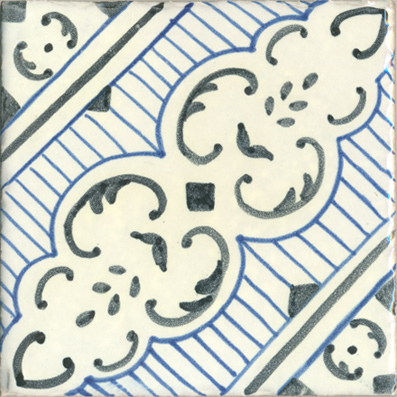 redizione di maiolica su Gres Vietrese 20x20 con bordo frastagliato 