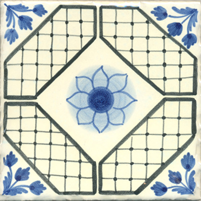 redizione di maiolica su Gres Vietrese 20x20 con bordo frastagliato